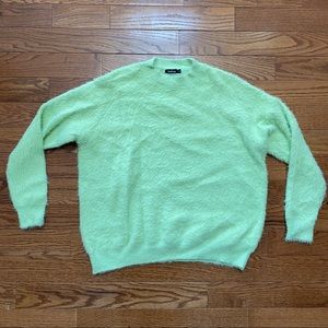 Boohoo Fuzzy Green Sweater Size Medium